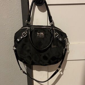 Coach Black Satchel with Signature Design